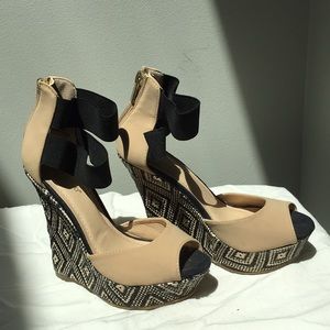 Black and Nude Platform Wedge